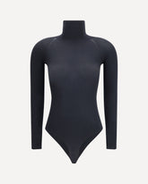 Body in maglia effetto seconda pelle a collo alto - NERO | Base Blu