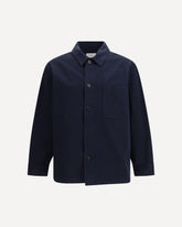 Cassandre Overshirt in gabardine with logo - BLUE | Base Blu