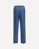 Lightweight denim Pants with drawstring and double pleats - BLUE | Base Blu