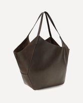 Leather Shopping Bag with monili detail - BROWN | Base Blu