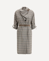 Wool Check Dress with a shawl collar - GREY | Base Blu
