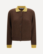 Sweater with a classic collar and front button fastening - BROWN | Base Blu