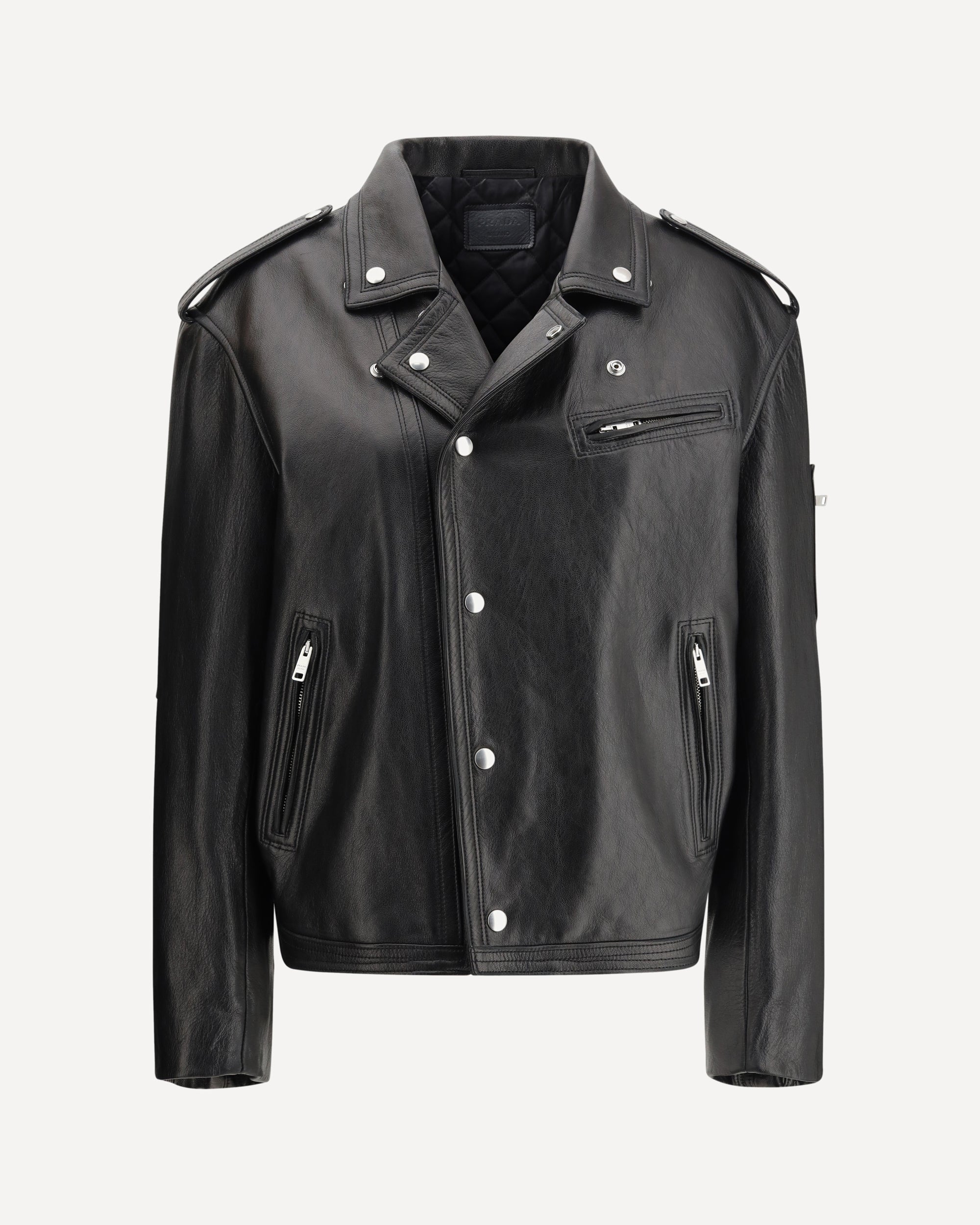 PRADA Biker leather Jacket BLACK | Base Blu
