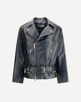 Leather Biker Jacket - BLACK | Base Blu