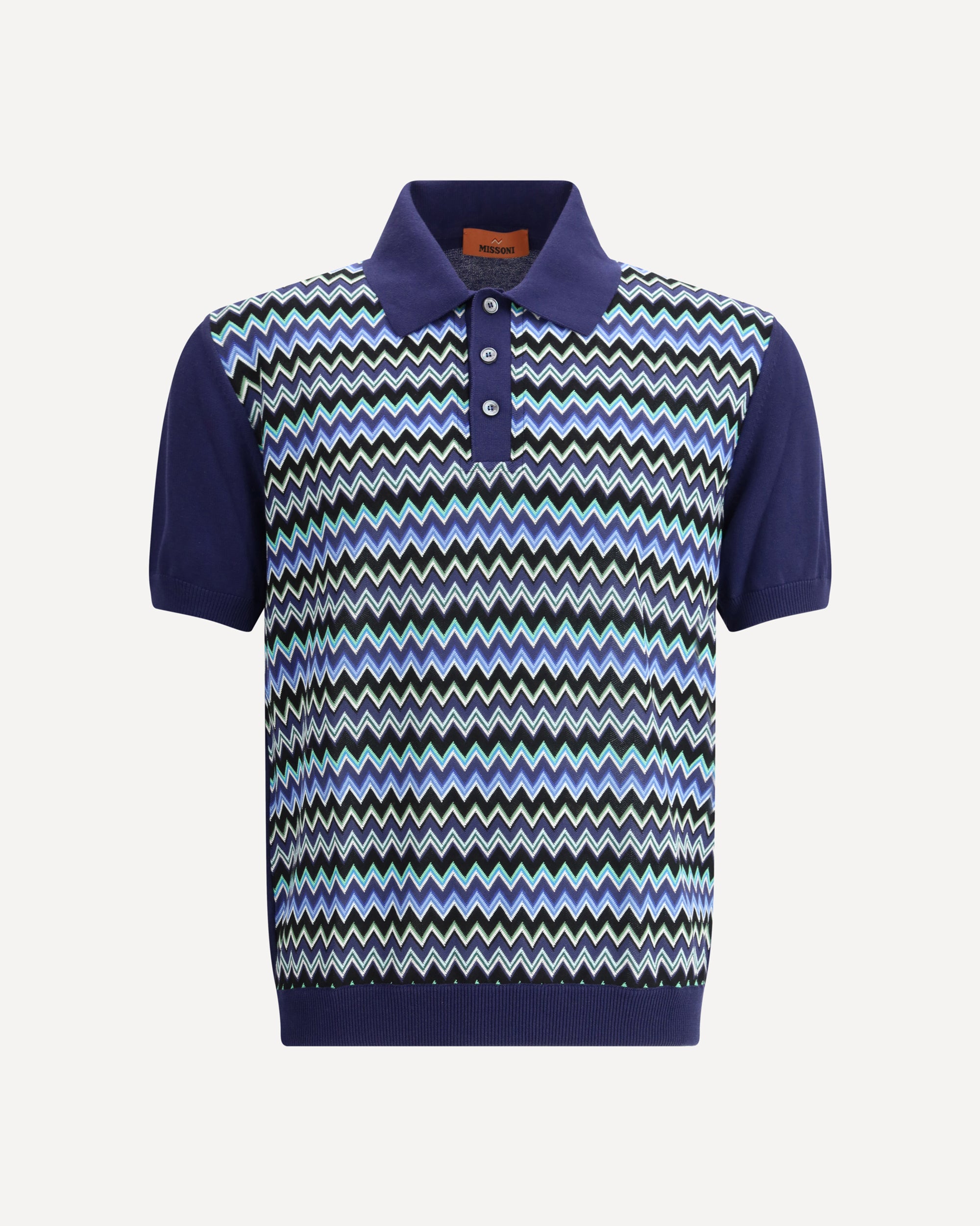 【イタリア製/極上】MISSONI UOMO リネン 半袖シャツ ロイヤルブルー MISSONI ZigZag Polo Shirt BLUE | Base Blu