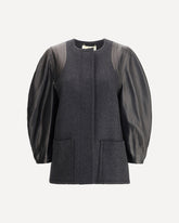 Blouson Jacket in Mélange Wool and soft Nappa Leather - GREY | Base Blu