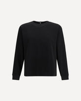 T-shirt a maniche lunghe in jersey di cotone a nido d’ape  - NERO | Base Blu