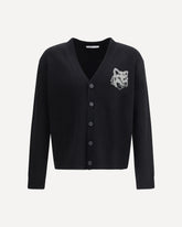 Fox Head Intarsia Buttoned Cardigan - BLACK | Base Blu