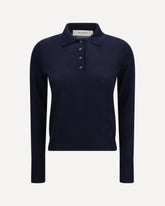 Long sleeve merino wool Polo - BLUE | Base Blu