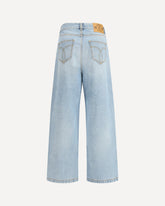 Tricolor Stripe Baggy Jeans - LIGHT BLUE | Base Blu