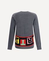Crewneck Sweater with colorful lettering - GREY | Base Blu