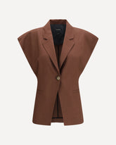 Rustic-effect sleeveless Jacket - BROWN | Base Blu