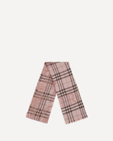 Check wool and silk wide Scarf with EKD - PINK | Base Blu