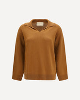 Maglione in cashmere con scollo a V - MARRONE | Base Blu