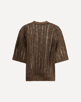 Sweater in perforated knit - BROWN | Base Blu