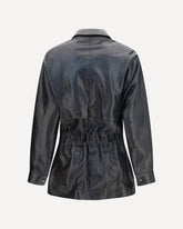 Vintage leather Jacket with drawstring - BLACK | Base Blu