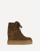 Sneakers con zeppa in suede - MARRONE | Base Blu
