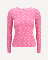Long-sleeve Top with iconic all-over contrasting moon logo print - PINK | Base Blu