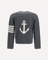 V-neck Sweater with Anchor embroidery on the back - GREY | Base Blu