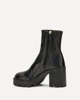 Stretch leather platform ankle Boots - BLACK | Base Blu
