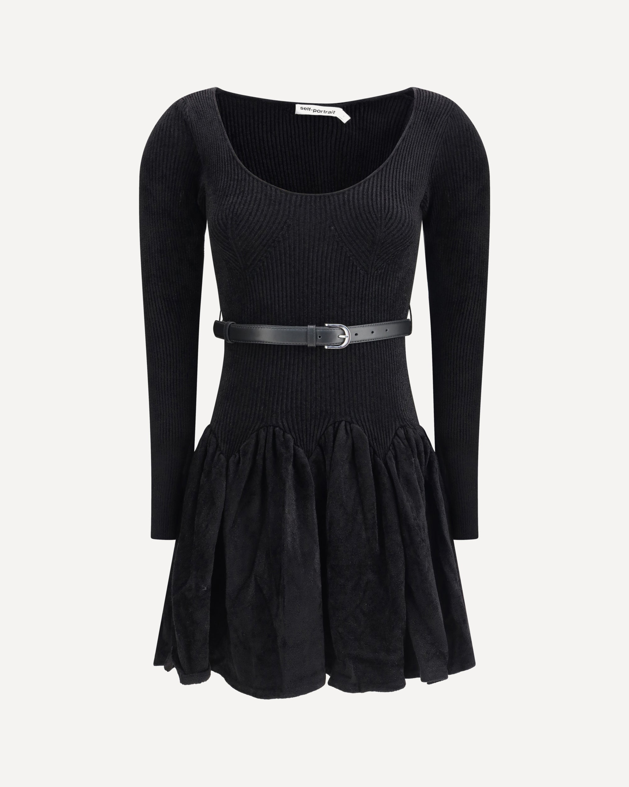 SELF-PORTRAIT Chenille knit Dress BLACK | Base Blu SELF-PORTRAIT Chenille knit Dress BLACK | Base Blu