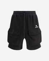 Drawstring-waist cargo track Shorts - BLACK | Base Blu