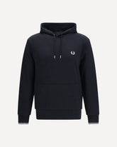 Hoodie with striped cuffs - BLACK | Base Blu