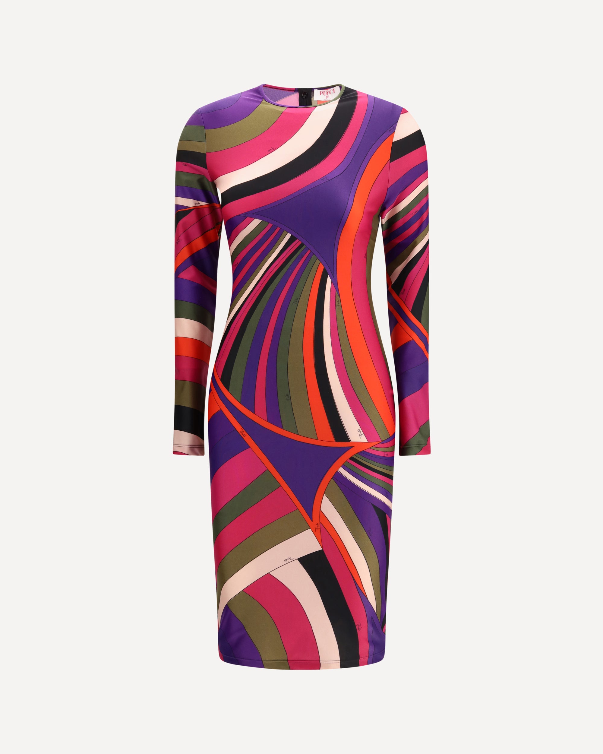 PUCCI Fitted Long Sleeve Midi Dress MULTICOLOUR | Base Blu PUCCI Fitted Long Sleeve Midi Dress MULTICOLOUR | Base Blu