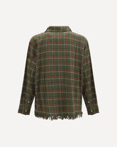 Raw-cut fringe plaid Shirt - GREEN | Base Blu