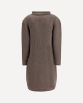 Semi-long Sweater with a front hook-and-eye closure - BROWN | Base Blu