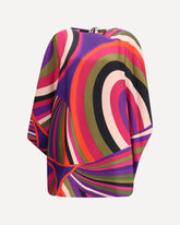 Short Caftan in silk with Marmo print - MULTICOLOUR | Base Blu