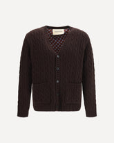 Virgin wool V-neck Cardigan - BROWN | Base Blu