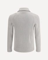 Cashmere mouliné Sweater with full zip - BEIGE | Base Blu