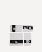 Set 5 Asciugamani in spugna di cotone - BIANCO | Base Blu