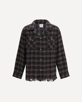 Raw-cut fringe plaid Shirt - BLUE | Base Blu