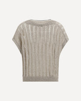 Openwork knit design Vest with sequins - BEIGE | Base Blu
