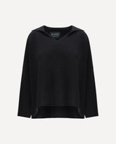 Sweater with polo collar - BLACK | Base Blu
