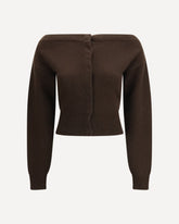 Soft cashmere open-neck shrunken Cardigan - BROWN | Base Blu