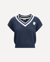 Aran-patterned Vest - BLUE | Base Blu