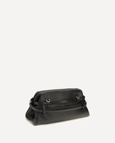 Leather Clutch with buckle detail - BLACK | Base Blu