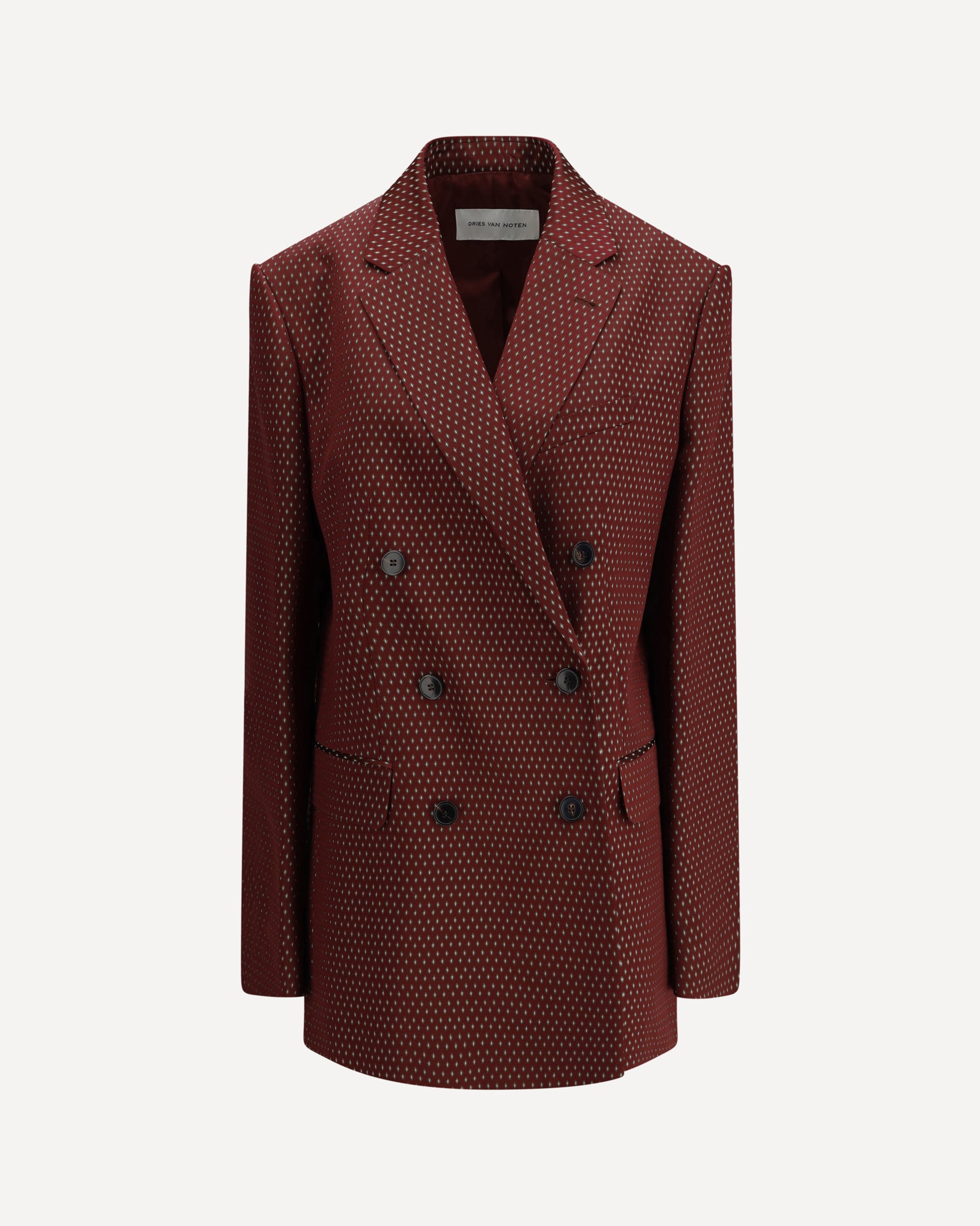 DRIES VAN NOTEN Jacket with a jaquard tie motif BORDEAUX