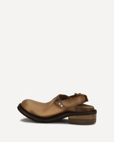 Foule leather Mules - BROWN | Base Blu
