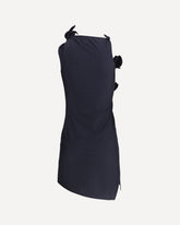 Asymmetrical short Dress with floral inserts - BLACK | Base Blu
