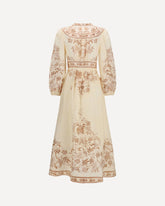 Indra Plunge floral Dress - BEIGE | Base Blu