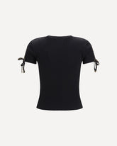 Cotton lace-detail T-shirt - BLACK | Base Blu