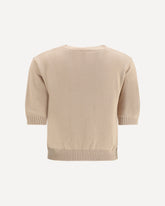 Cotton knit Sweater with embroidery - BEIGE | Base Blu