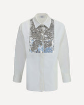 Crystal embroidered Shirt - WHITE | Base Blu