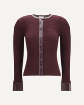Vinyl and knit Cardigan - BORDEAUX | Base Blu