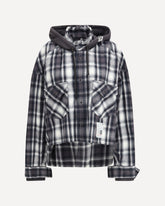 Hoodie Combine Checkered Shirt - BLACK | Base Blu