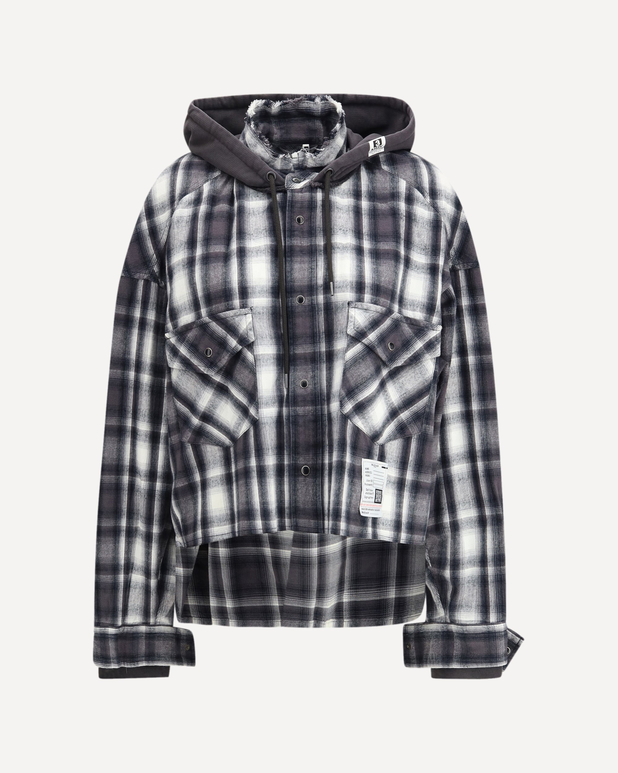 MAISON MIHARA YASUHIRO Hoodie Combine Checkered Shirt BLACK | Base Blu